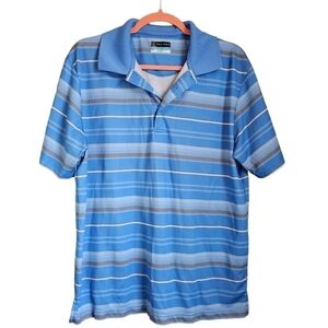 PGA Tour Airflux polo golf shirt blue striped men's size L